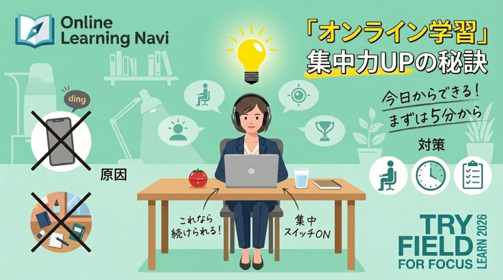 オンライン学習で集中できない原因と対策10選！今日から使える集中力アップ術